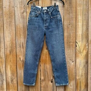 Agolde Riley High Rise Straight Crop Jeans in Blue NWT